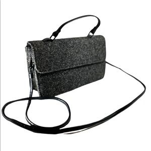 Vintage wool covered cross body strap bag.